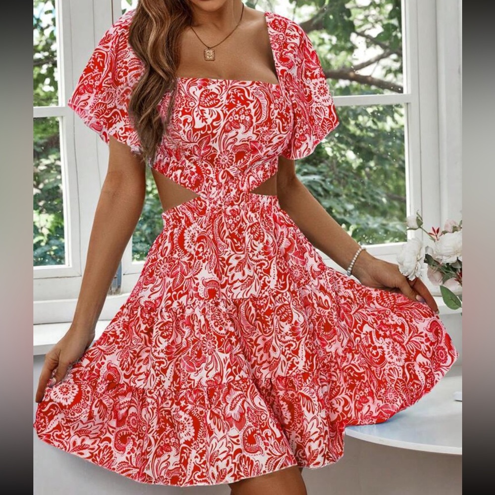 SHEIN Paisley Cut Out Dress